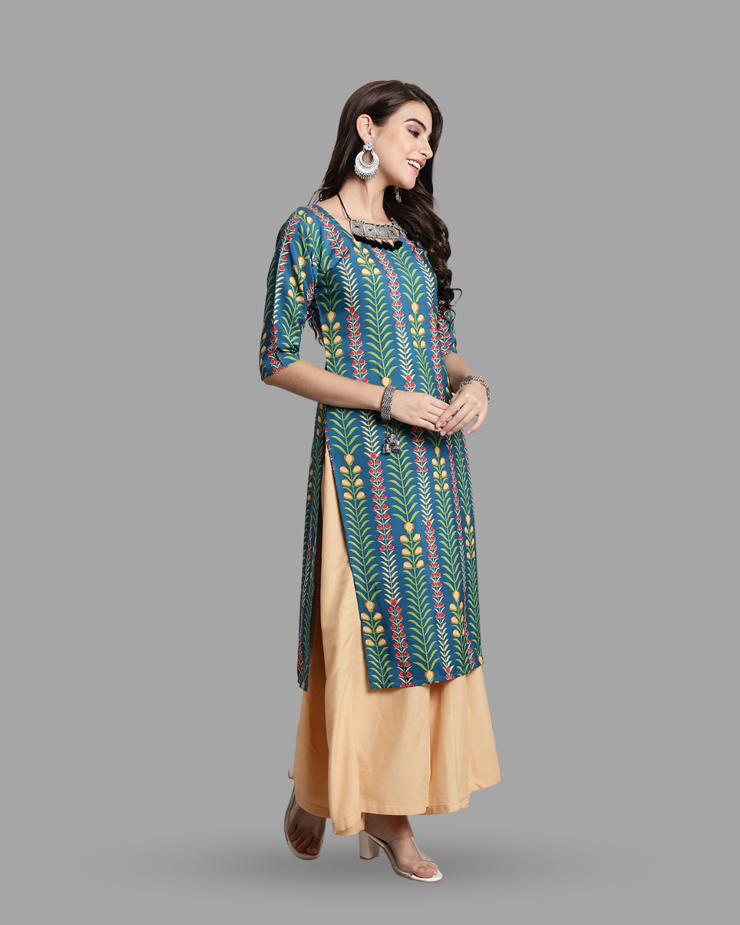 Nature Inspired Green Print Kurta