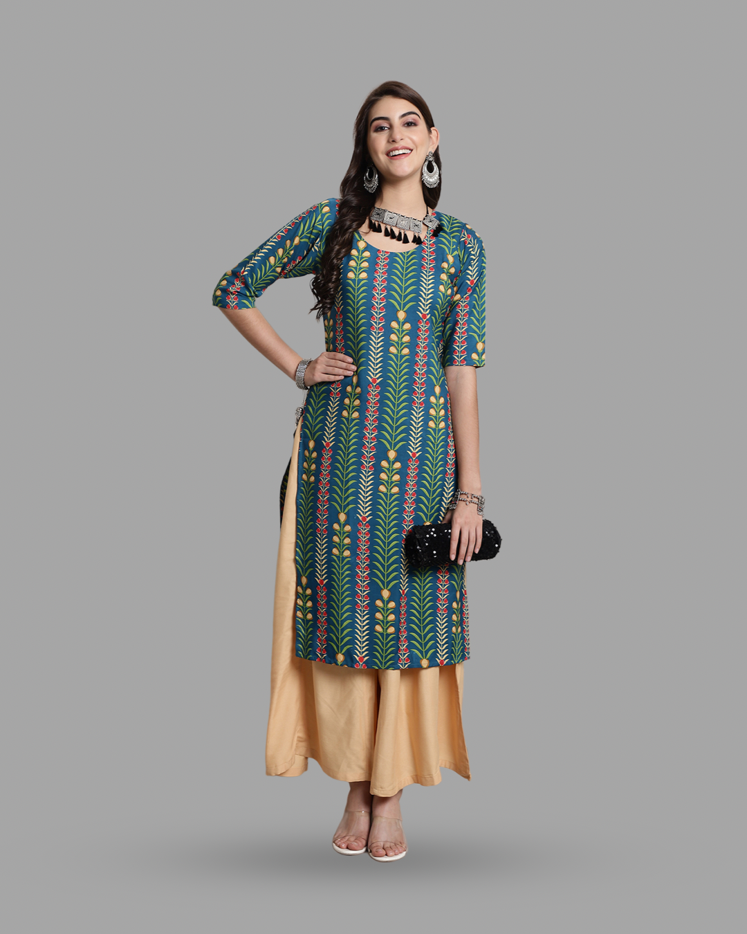 Nature Inspired Green Print Kurta