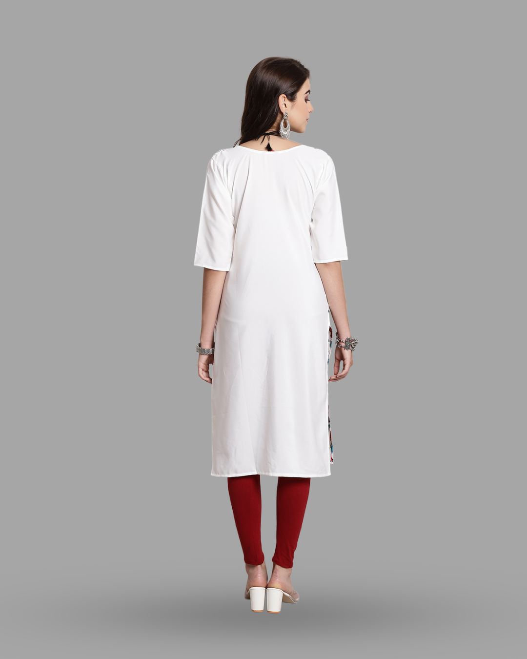 White Expressive Art Print Kurta
