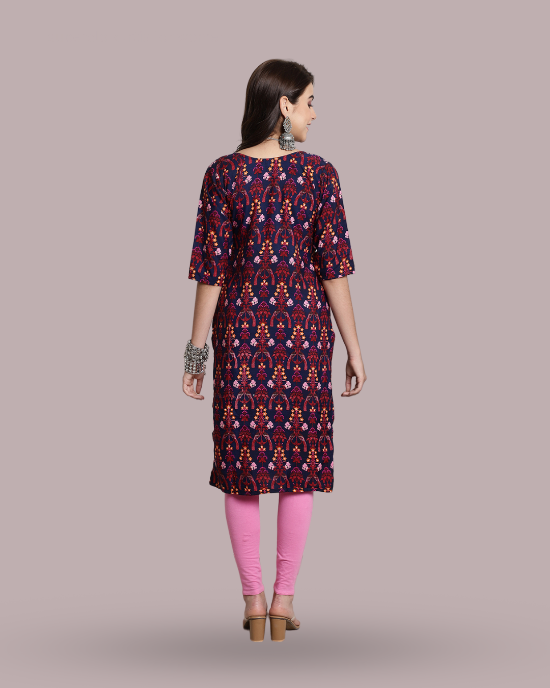 Tropical Navy Blue Print Kurta