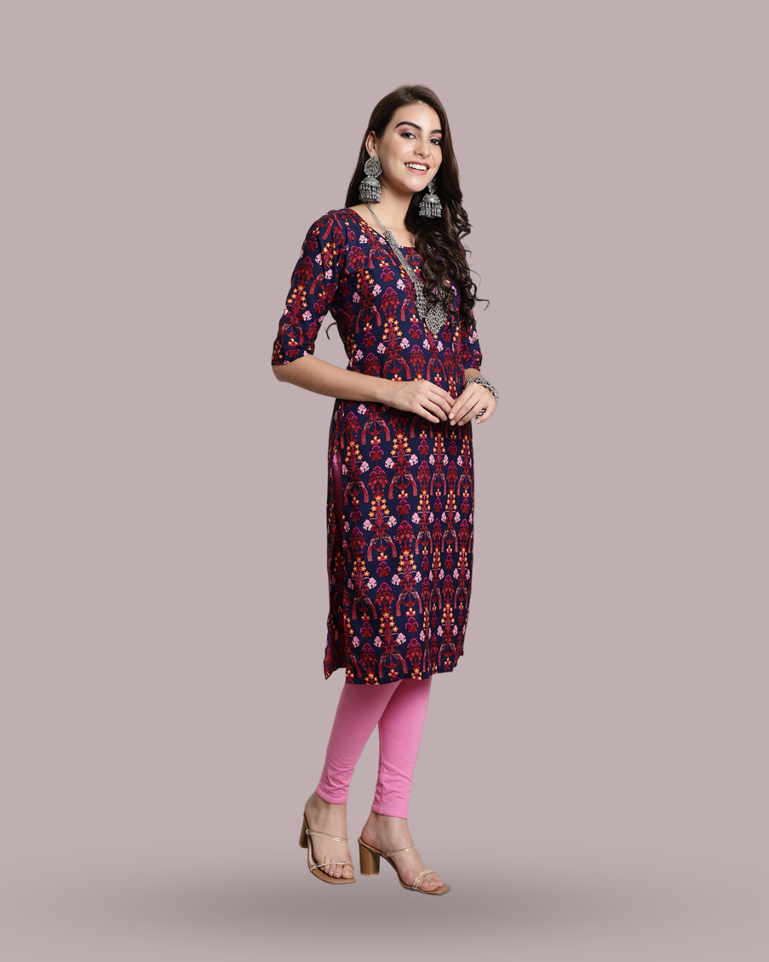 Tropical Navy Blue Print Kurta