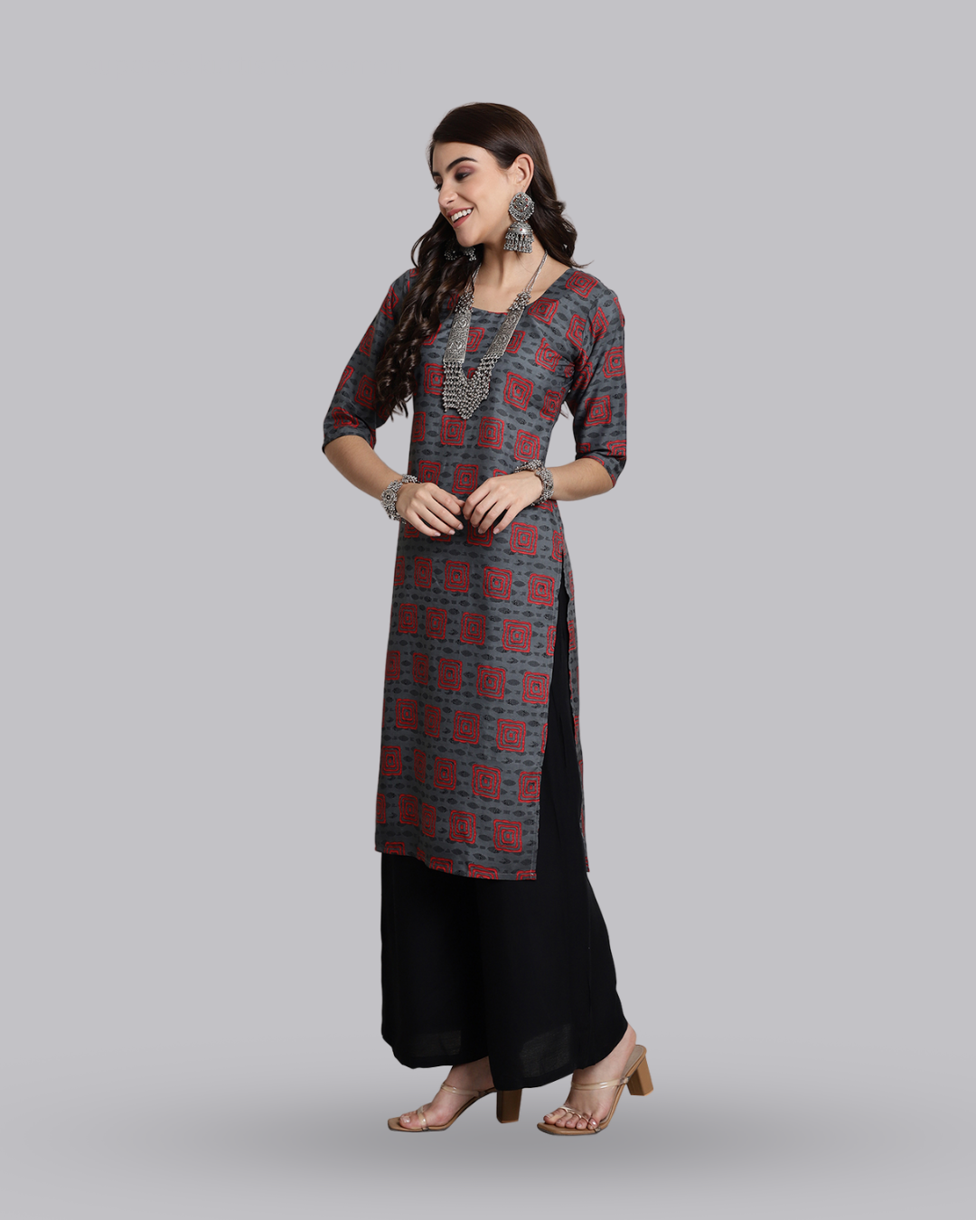 Layered Square Printed Kurta