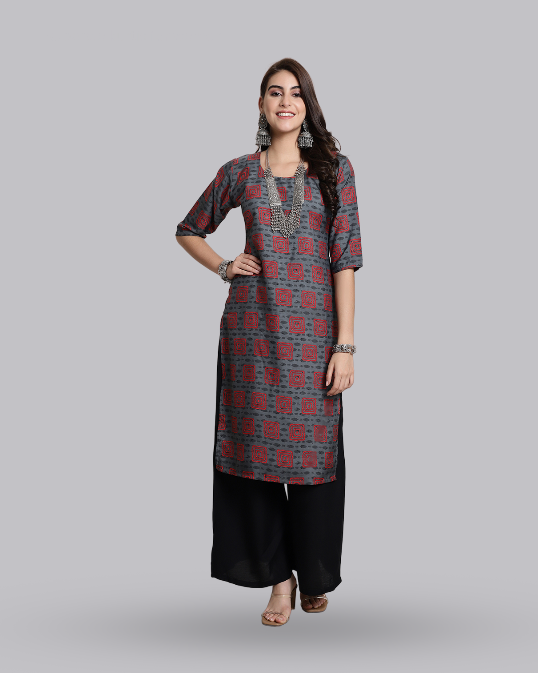 Layered Square Printed Kurta