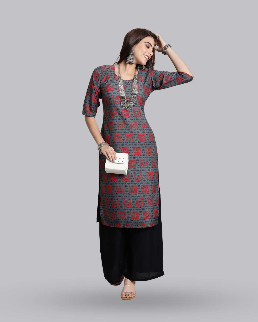 Layered Square Printed Kurta