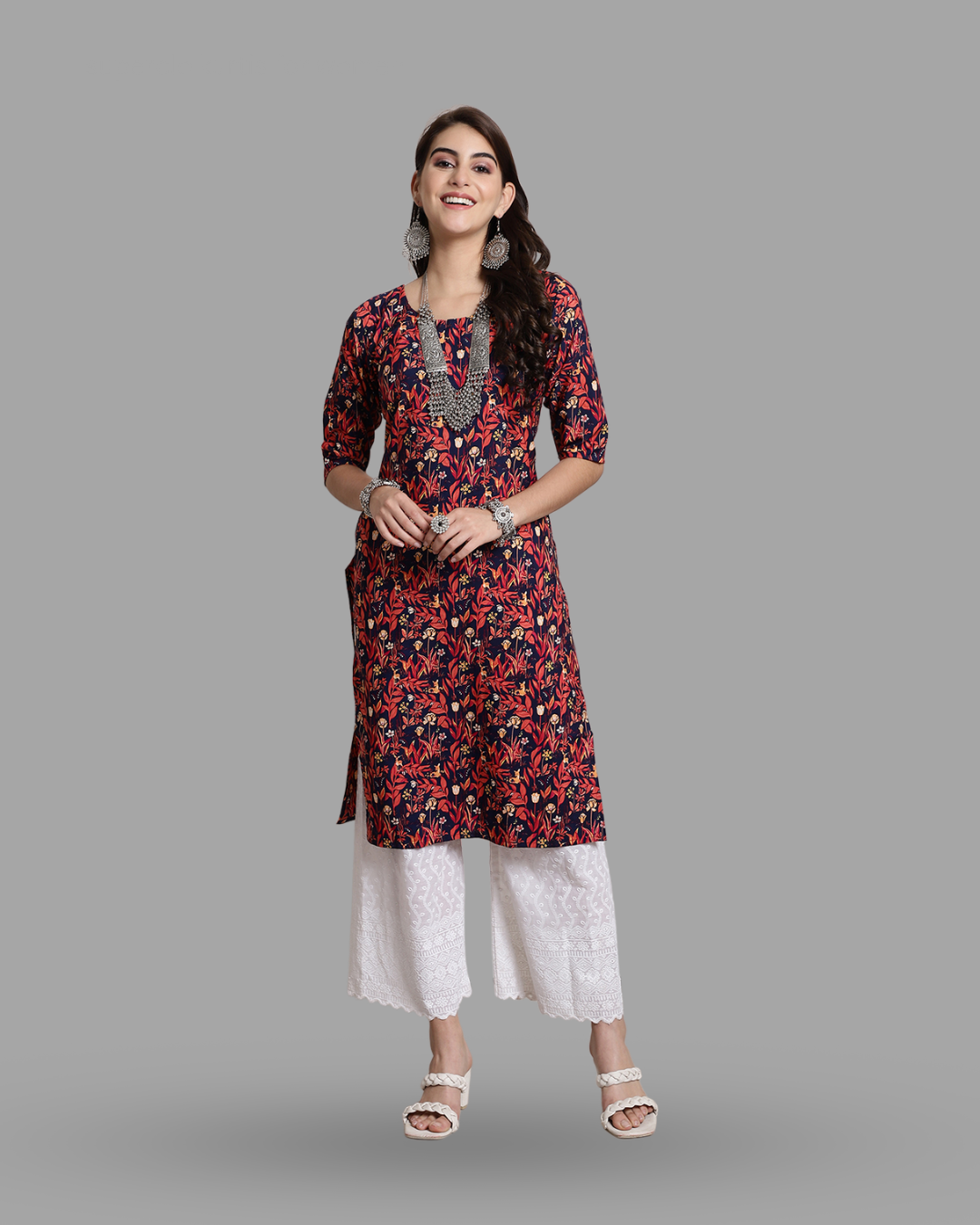 Springtime Red Floral Print Kurta