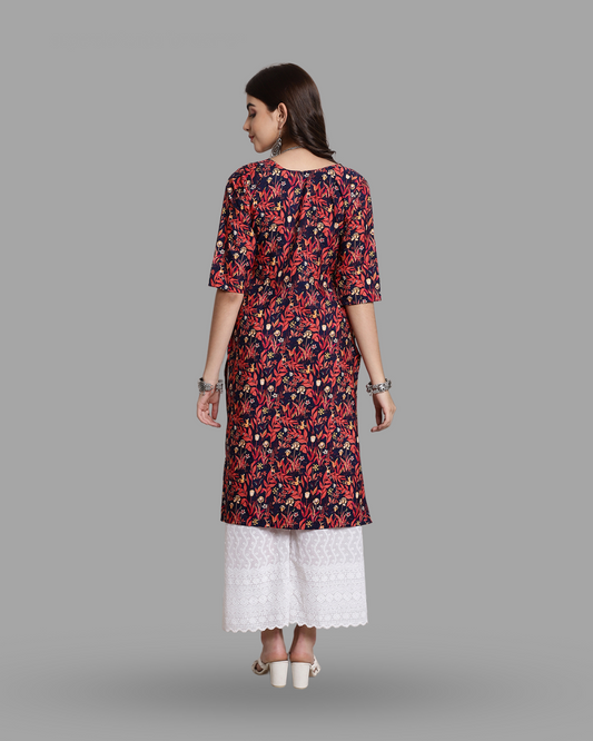 Springtime Red Floral Print Kurta