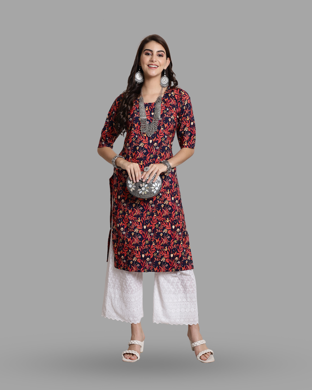 Springtime Red Floral Print Kurta