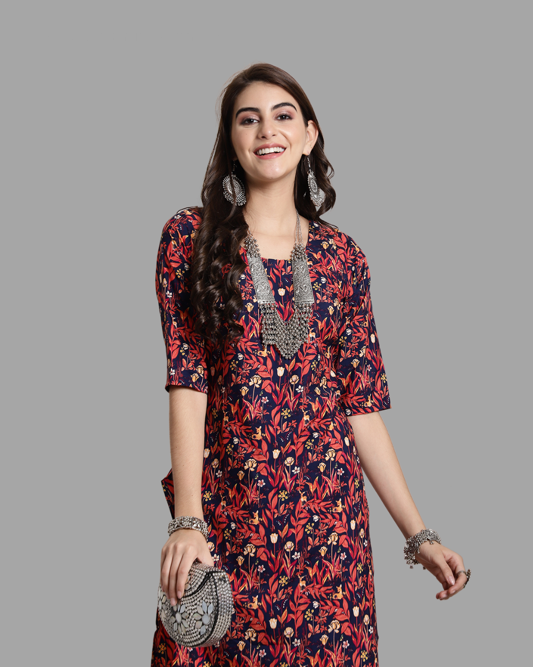 Springtime Red Floral Print Kurta