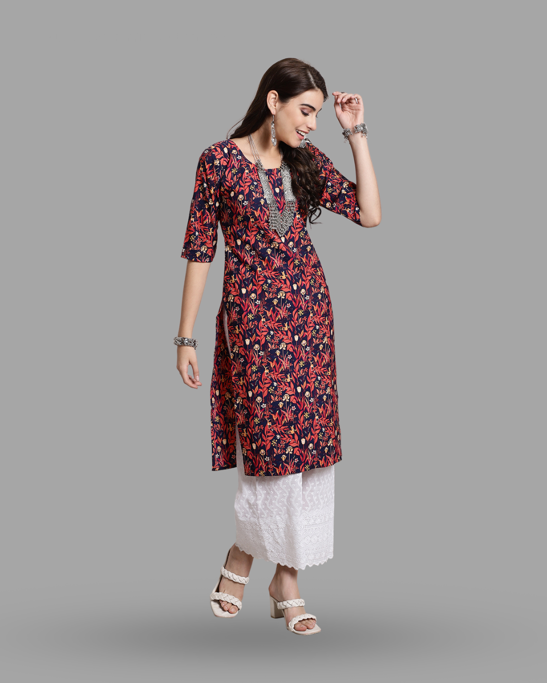Springtime Red Floral Print Kurta