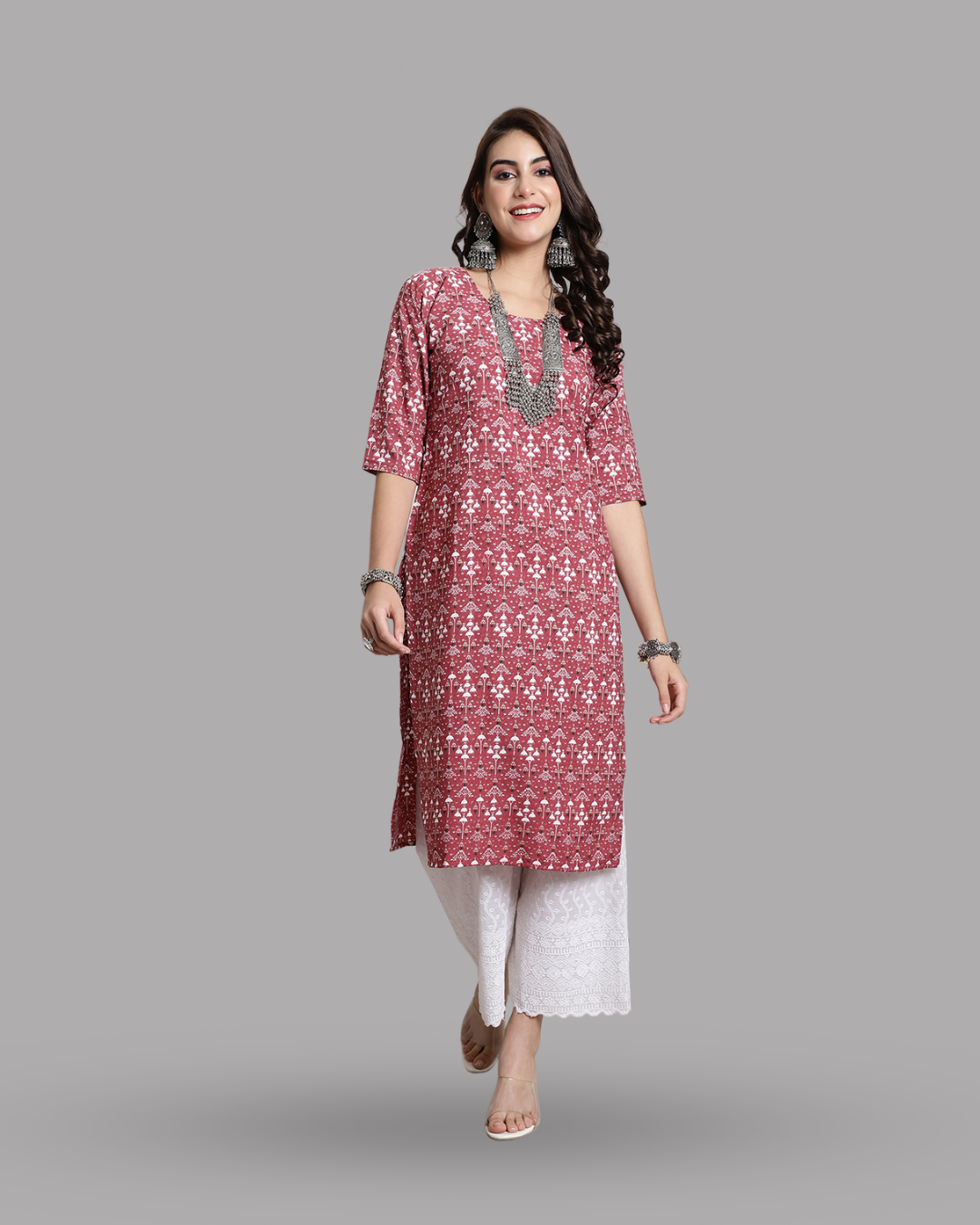 Chic Pink Print Kurta