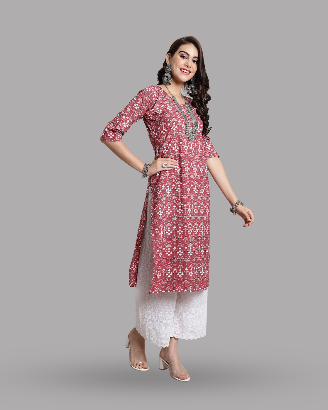 Chic Pink Print Kurta
