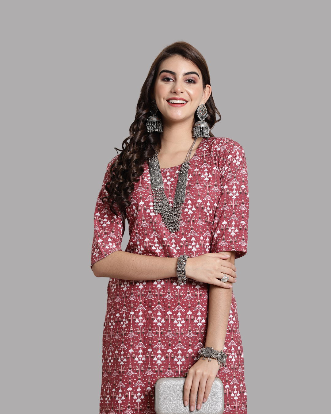 Chic Pink Print Kurta