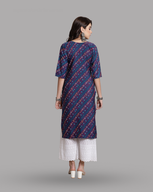 Classic Beauty Blue Bandhani Kurta