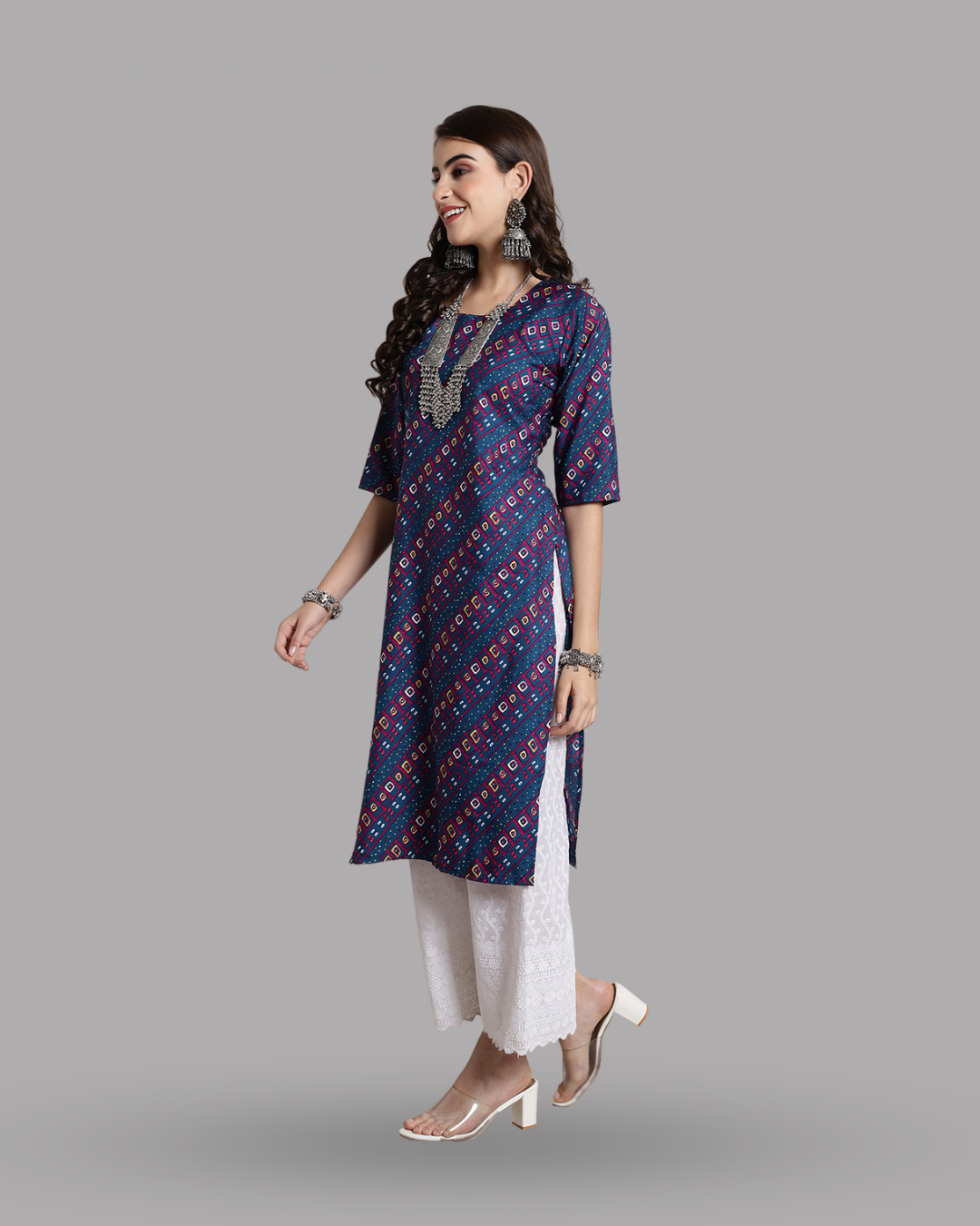 Classic Beauty Blue Bandhani Kurta