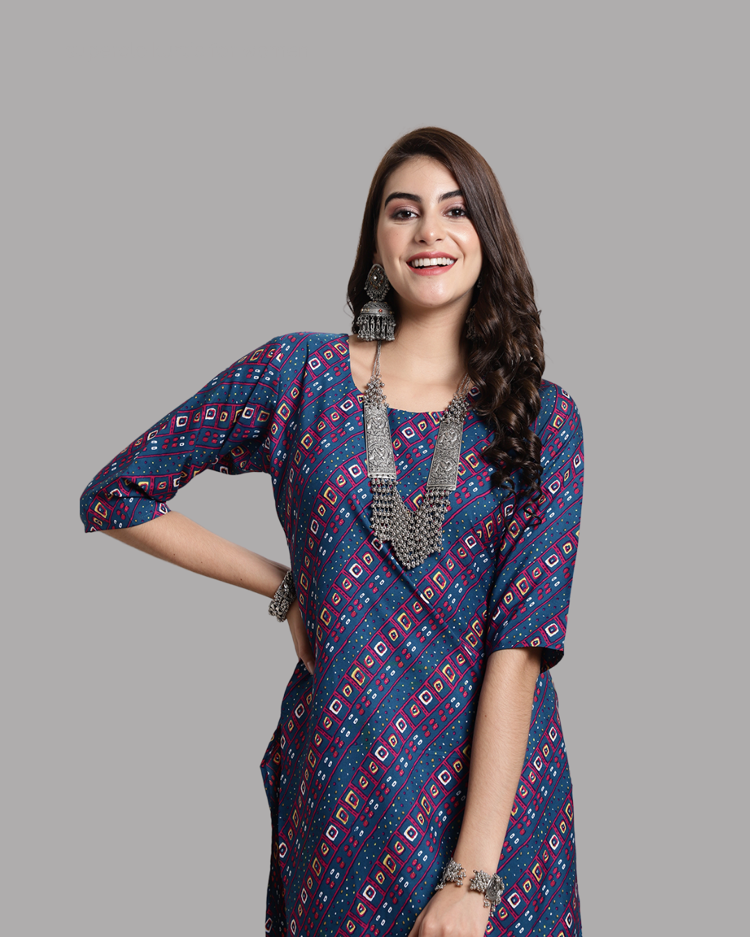 Classic Beauty Blue Bandhani Kurta
