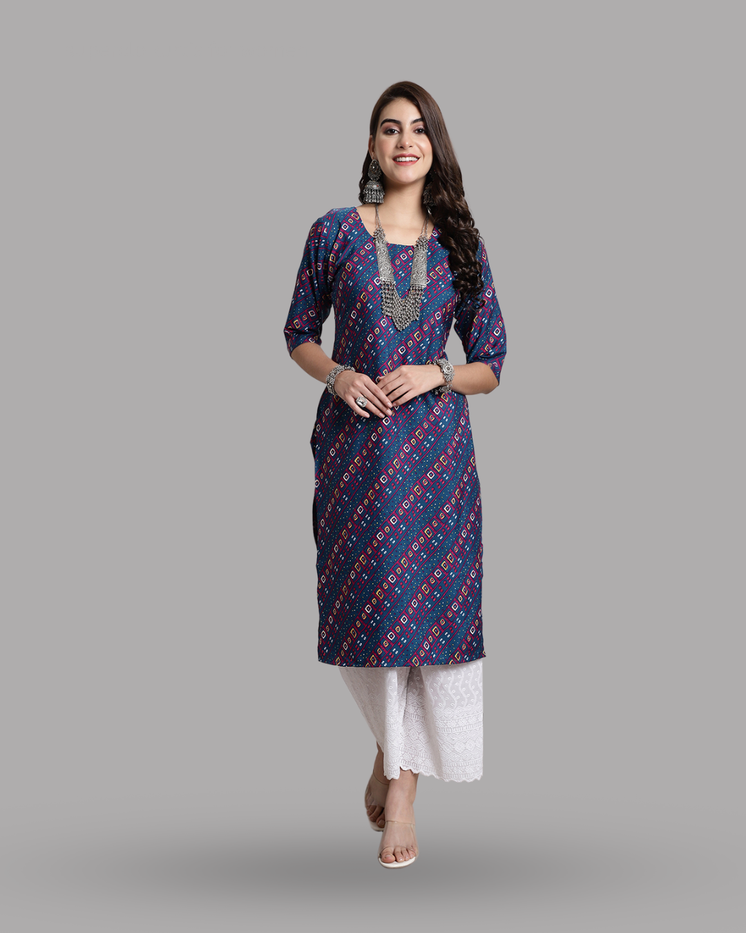 Classic Beauty Blue Bandhani Kurta
