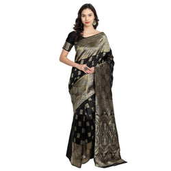 Banarasi Silk Jacquard Black Colour Saree With Unstiched Blouse Piece