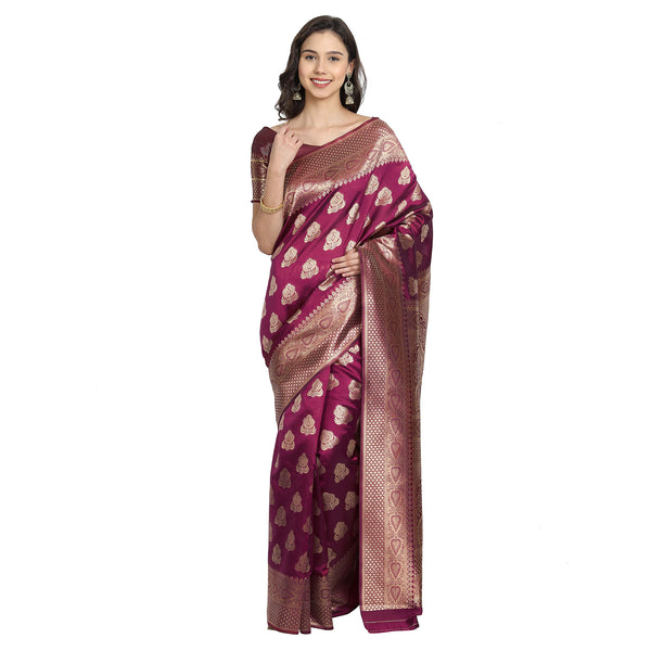 Banarasi Silk Jacquard Purple Colour Saree With Unstiched Blouse Piece