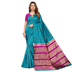 Banarasi Silk Jacquard Sky Blue Colour Saree With Unstiched Blouse Piece