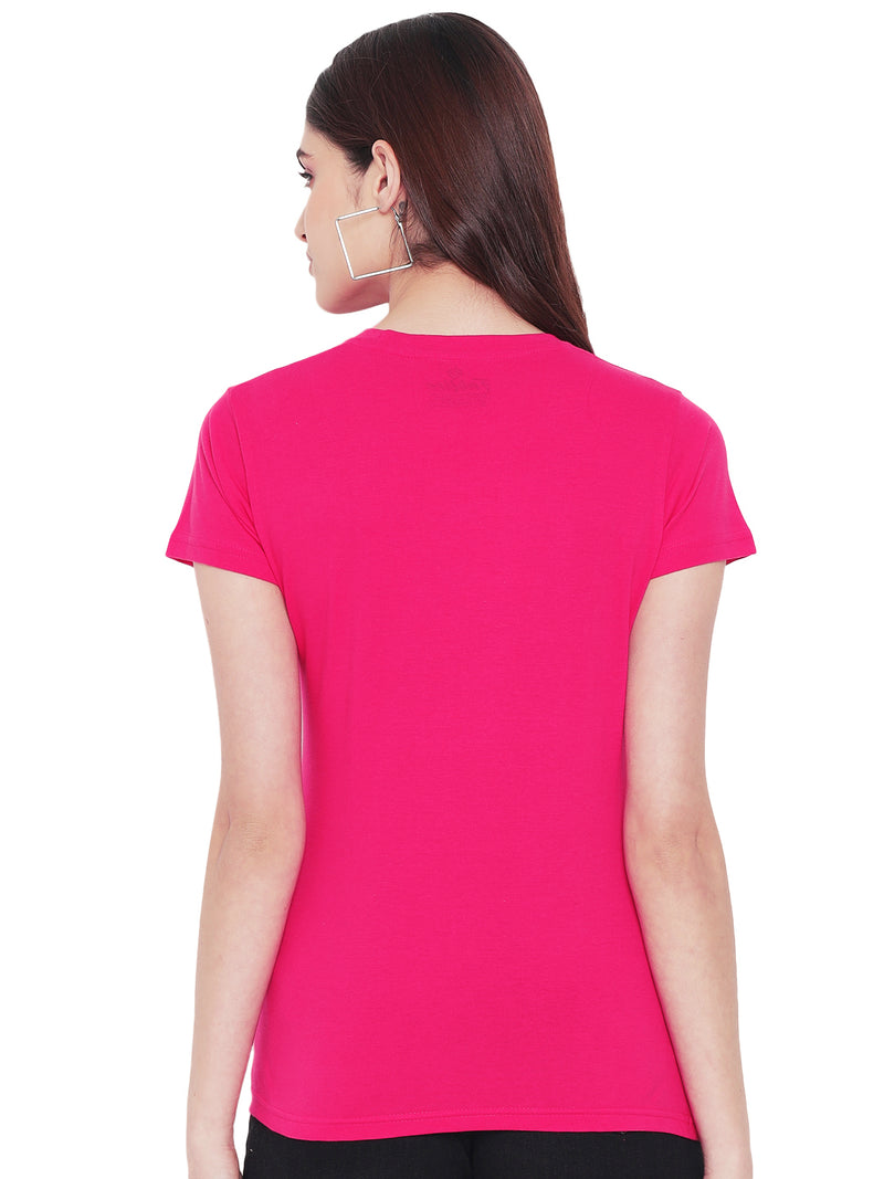 Fabflee Women's Round Neck Pink Top SU03