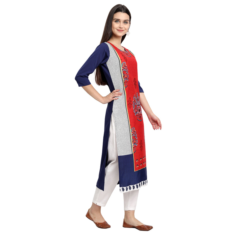 Ethnic Basket Crape Multicolor Knee Length Pack of 4 Kurtas 164-165-168-003