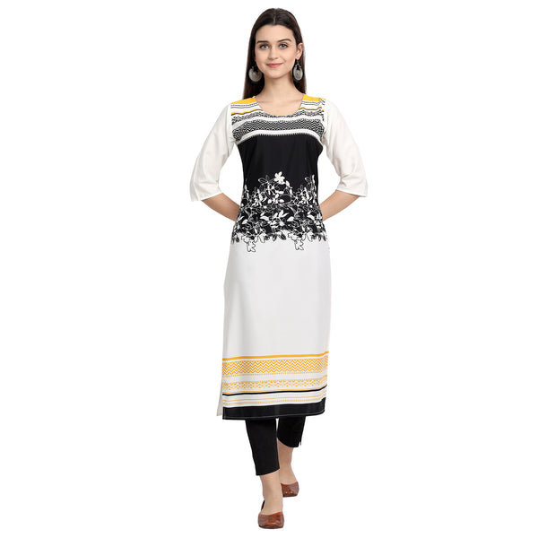 Crepe White Color Digital Print Straight Kurta 530006-S