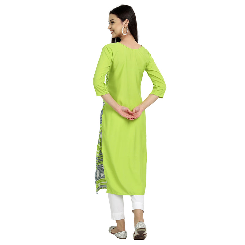 Crepe Green Color Digital Print Straight Kurta 530008-4XL