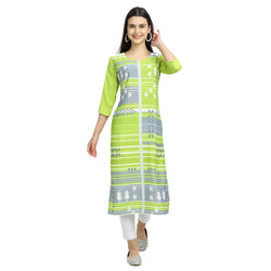 Crepe Green Color Digital Print Straight Kurta 530008-S