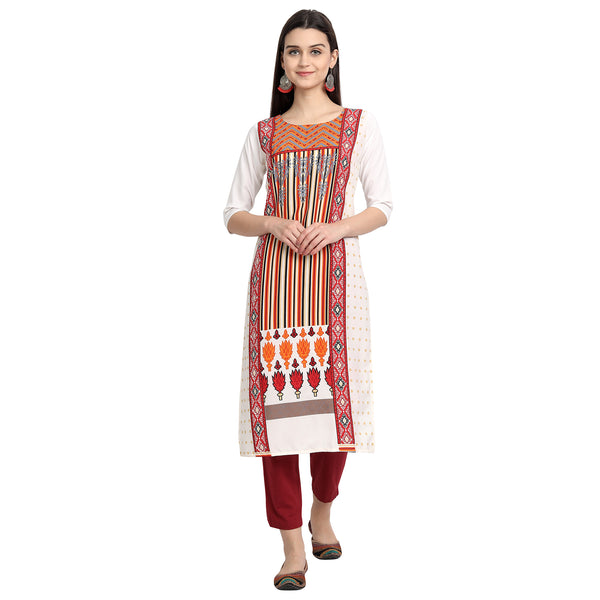 Crepe White Color Digital Print Straight Kurta 530009-S