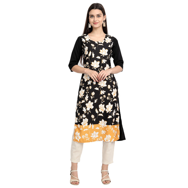 Crepe Black Color Digital Print Straight Kurta 530013-S