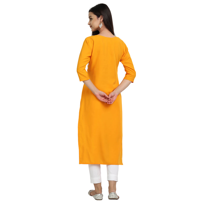 Crepe Yellow Color Digital Print Straight Kurta 530014-4XL