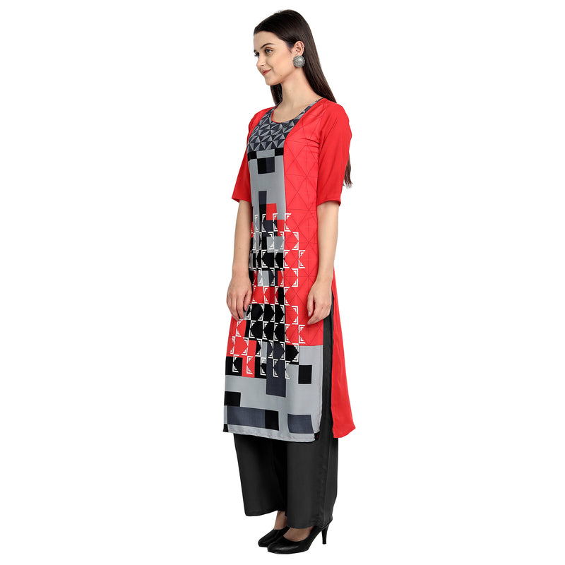 Crepe Multi Color Digital Print Straight Kurta 530015-M