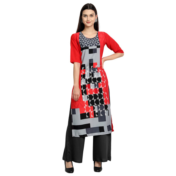 Crepe Multi Color Digital Print Straight Kurta 530015-S