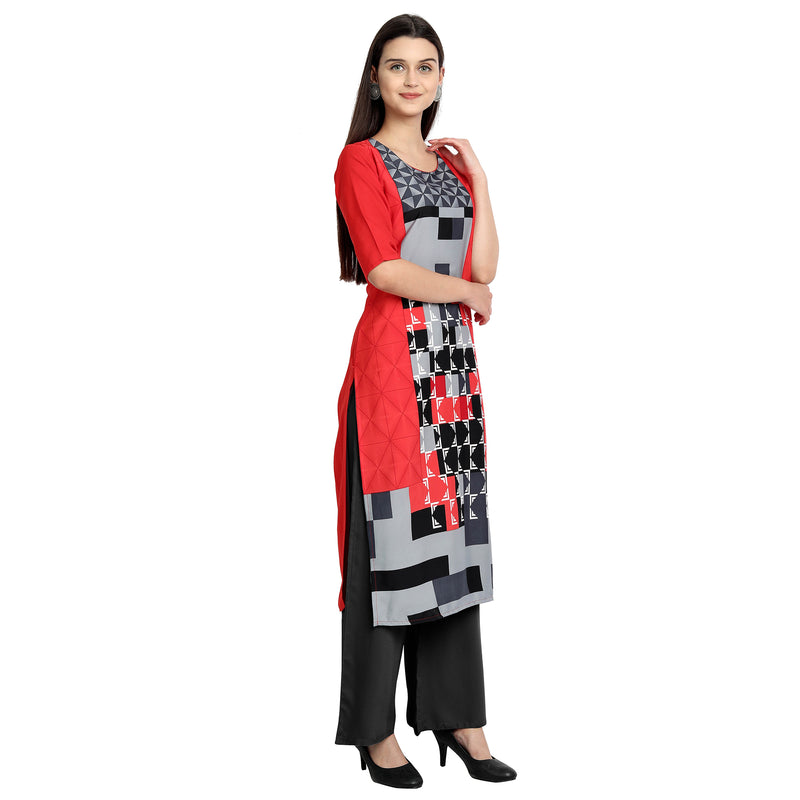 Ethnic Basket Crape Multicolor Digital Print Stright Pack of 3 Kurta 015-297-084