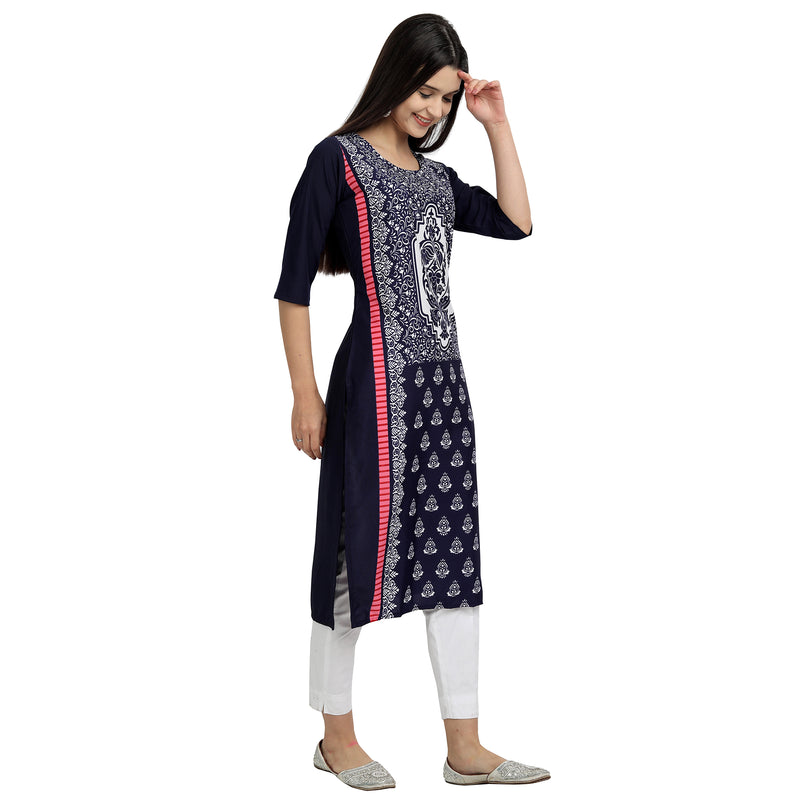 Ethnic Basket Crape Multicolor Knee Length Pack of 4 Kurtas 009-297-019-062