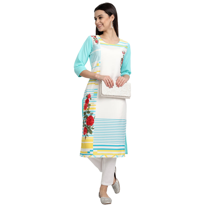 Crepe White Color Digital Print Straight Kurta 530021-M