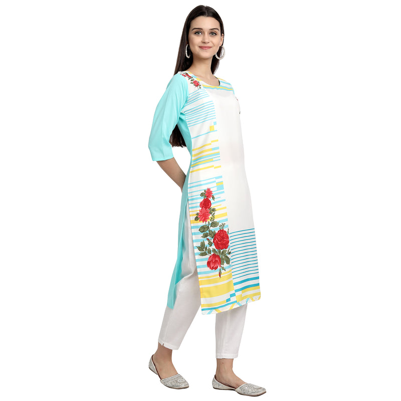 Crepe White Color Digital Print Straight Kurta 530021-L