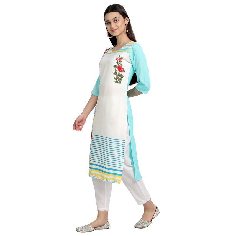 Crepe White Color Digital Print Straight Kurta 530021-XL