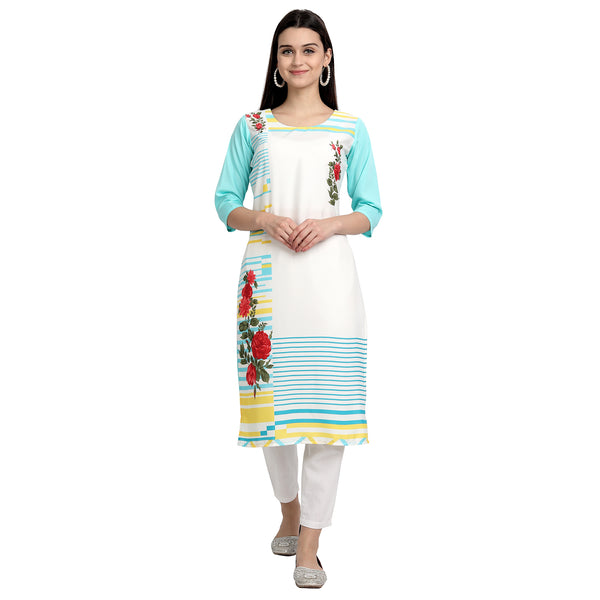 Crepe White Color Digital Print Straight Kurta 530021-S