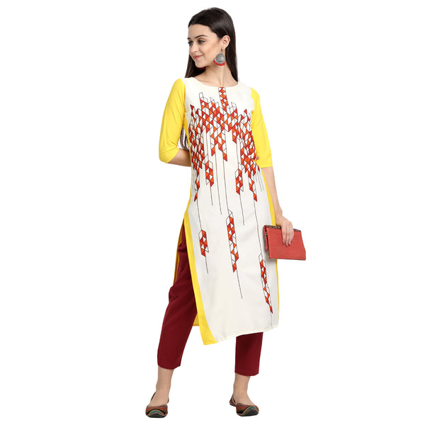 Crepe White Color Digital Print Straight Kurta 530023-M