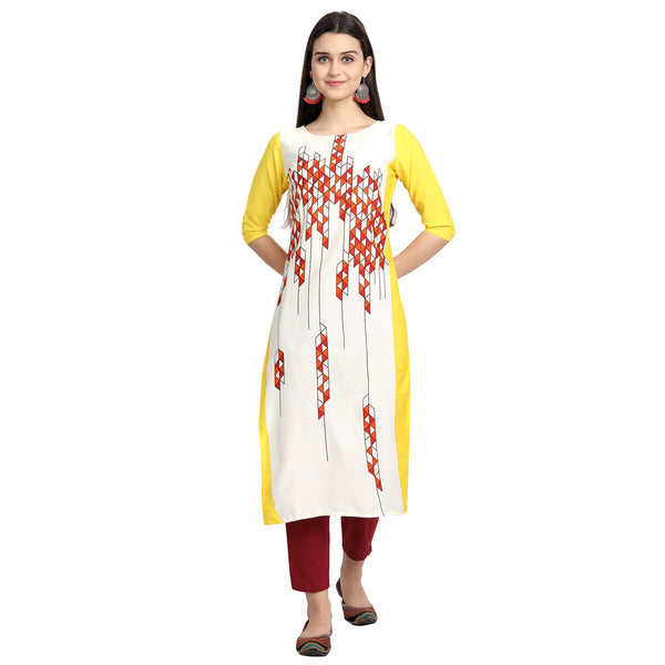 Crepe White Color Digital Print Straight Kurta 530023-S