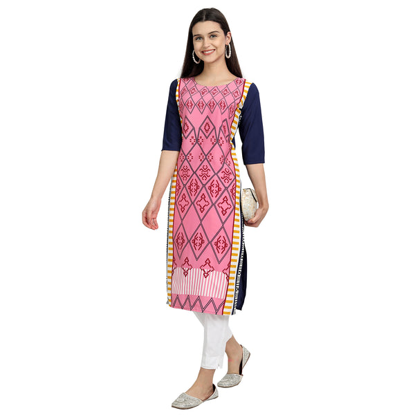 Crepe Pink Color Digital Print Straight Kurta 530024-S