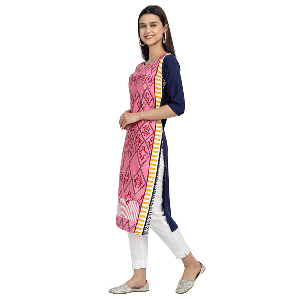 Crepe Pink Color Digital Print Straight Kurta 530024-M