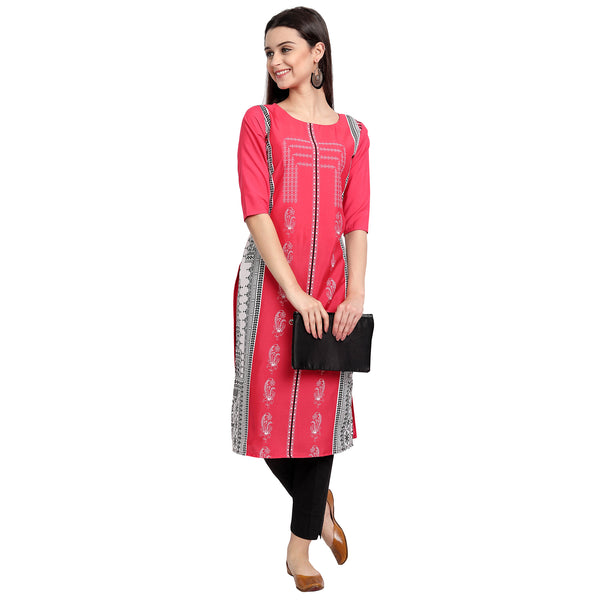 Crepe Pink Color Digital Print Straight Kurta 530050-M