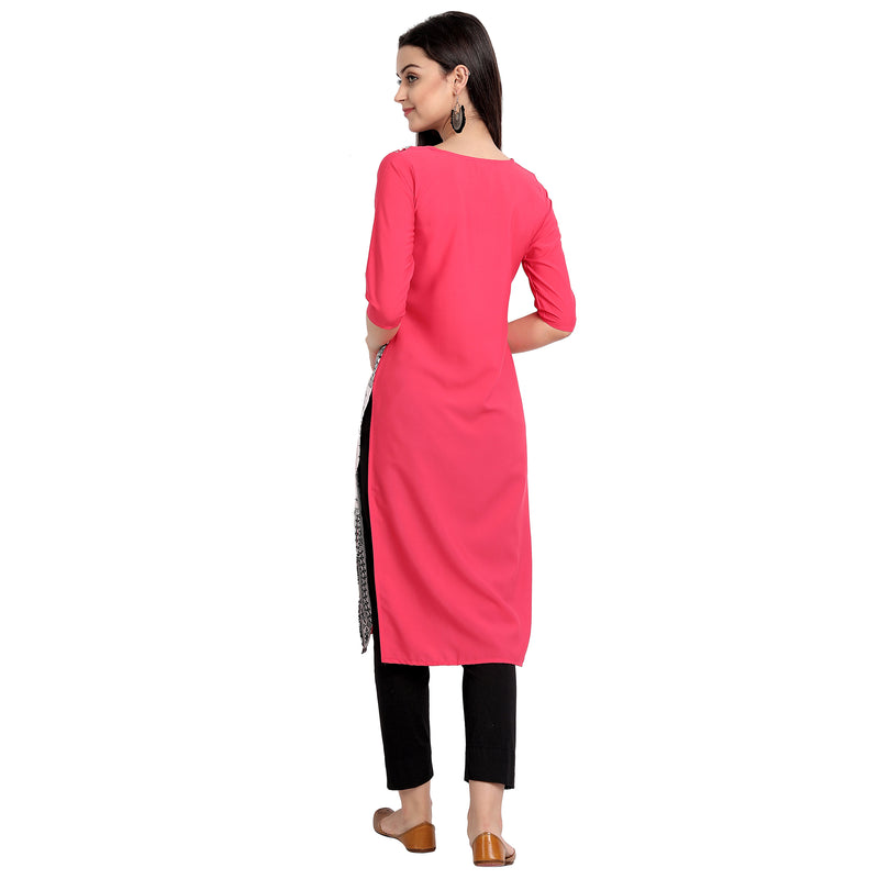 Crepe Pink Color Digital Print Straight Kurta 530050-4XL