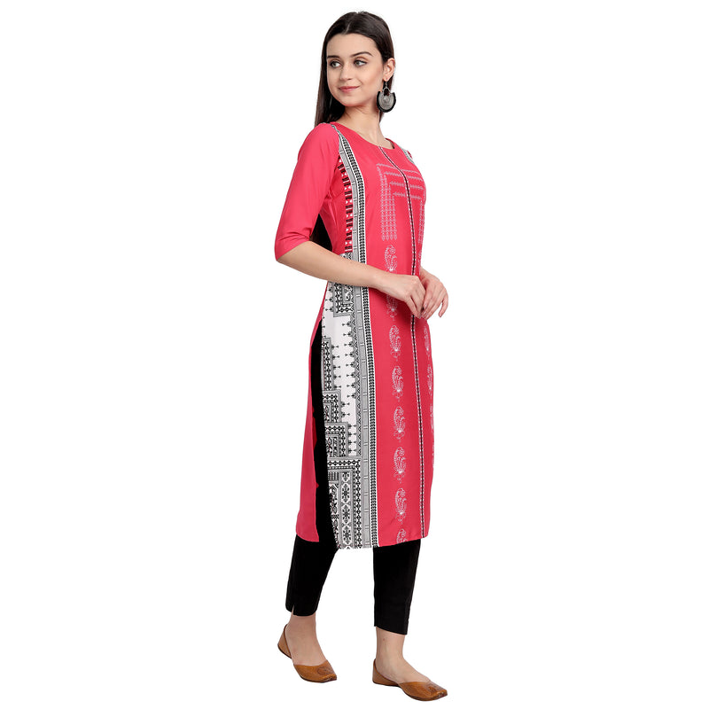 Ethnic Basket Crape Multicolor Knee Length Pack of 4 Kurtas 050-239-291-234