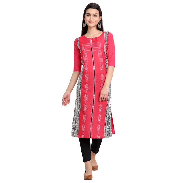 Crepe Pink Color Digital Print Straight Kurta 530050-S