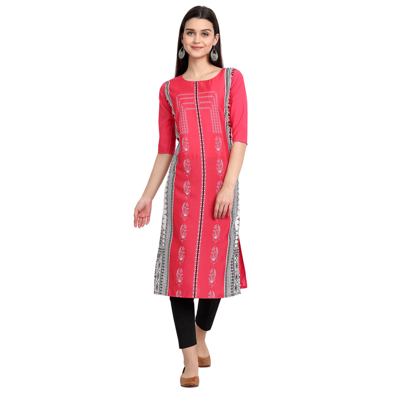 Crepe Pink Color Digital Print Straight Kurta 530050-S