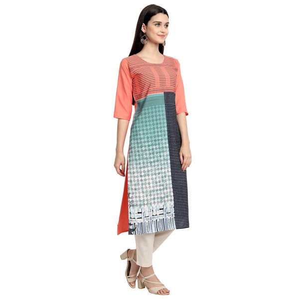 Crepe Multi Color Digital Print Straight Kurta 530051-M