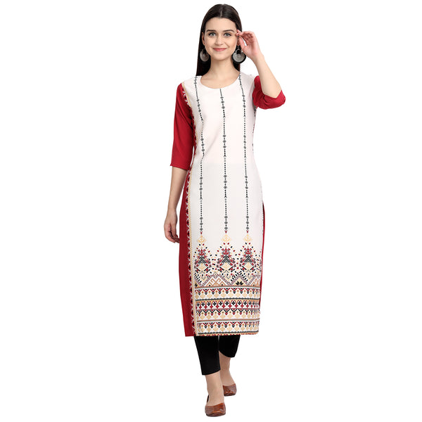 Crepe Off-white Color Digital Print Straight Kurta